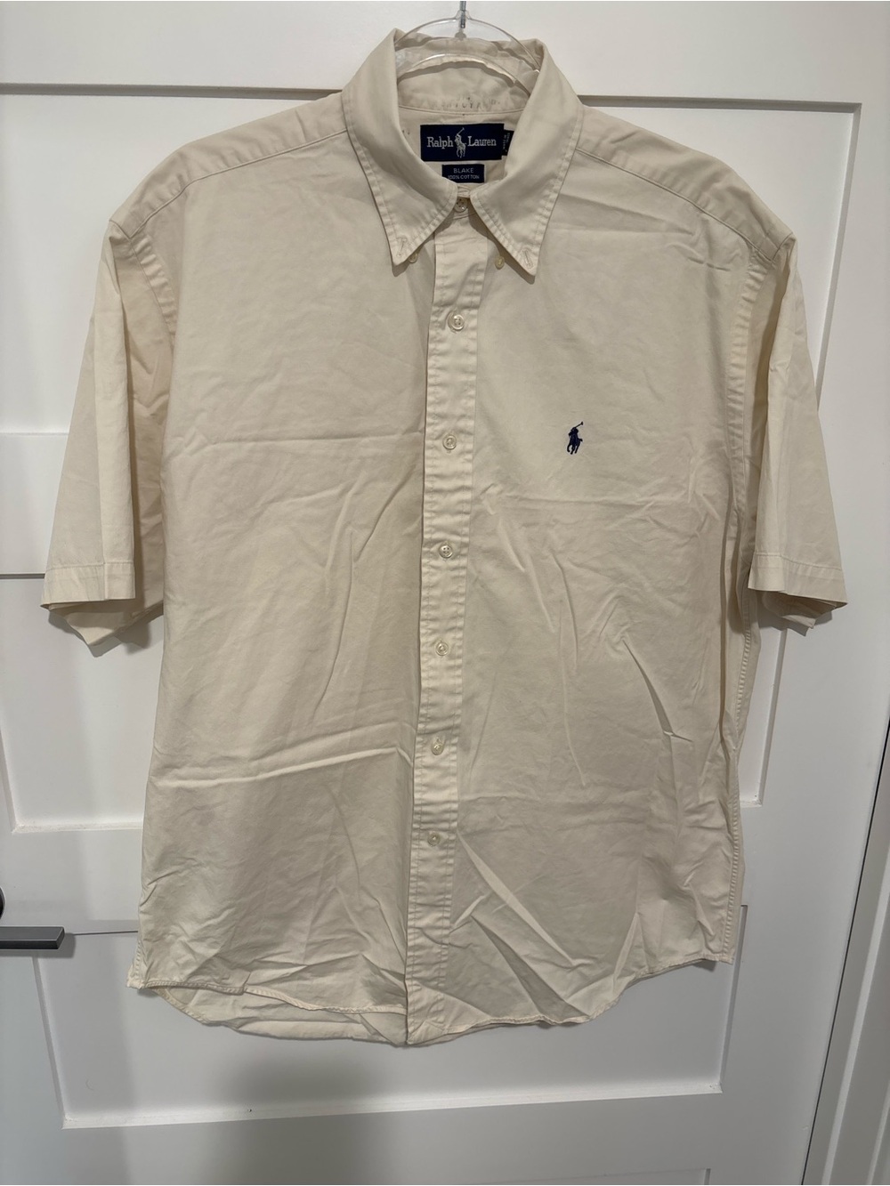 Ralph Lauren Classic Preppy Cream Short-Sleeve Button-Down Shirt